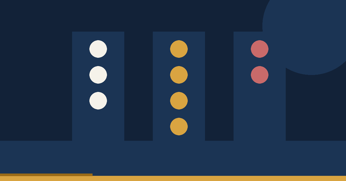 Cream and navy panel showing two lanes of text converging into one