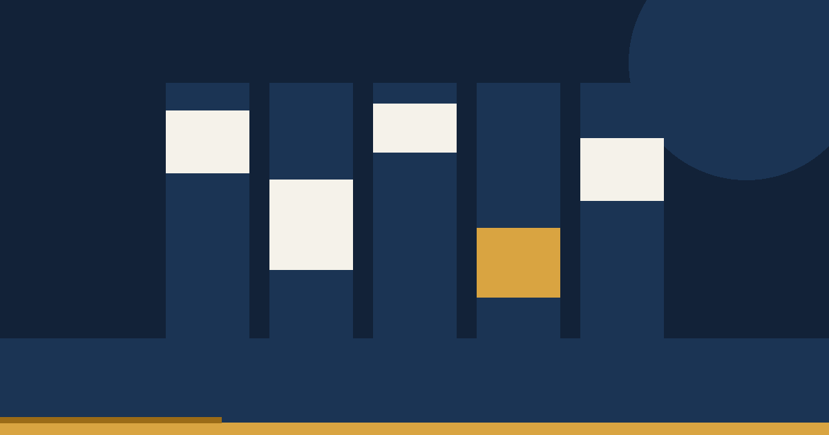 Stylized week grid with cream meeting blocks and one amber deadline block on navy